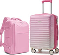 LARVENDER Carry on Luggage 22x14x9 Airline Approved, Expandable 20 Inch Hardside Large Suitcase with Wheels TSA Lock, Lightweigh PC+ABS Travel Carry-on Suitcases for Women and Men, Peach Sparkling