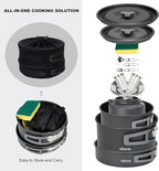 Alocs Camping Cookware Set - Lightweight Camping Pots and Pans - Portable Outdoor Cookware with Kettle - Camping Cookware Mess Kit for 2