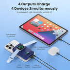 Magnetic Portable Charger for iPhone & iWatch,10800mAh 25W PD Fast Charging USB C Power Bank,4 Output Dual-Side Magnet Travel Essentials Battery Pack for iPhone 17/Air/16/15/14/13/12 Series (Blue)