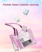 European Travel Plug Adapter, LENCENT US to Europe Type-C Foldable Power Plug with 4 Outlets 4 USB Ports (2 USB C), Power Adaptor for USA to EU Euro Iceland Spain Italy France Germany Greece, Pink