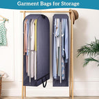 KIMBORA 10" Gusseted Clear Dress Bags for Gowns 54" Suit Bags for Closet Storage with Handles Garment Bags for Hanging Clothes Storage Garment Covers for Coats, Suits, Jackets, Dresses(2 Packs, Grey)