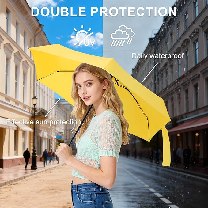 Compact Travel Umbrella with Case - Mini Umbrella for Purse, Small Lightweight &Tiny Design Perfect for Parasol Outdoor Sun&Rain Umbrellas