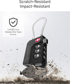 LUGGEX TSA Locks for Luggage, Suitcase Locks TSA Approved, Luggage Locks, Ease of Use & Durable(Silver Cable,2 Pack)