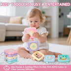 GRESEESM Montessori Toys for 1 Year Old Girls Gifts, Toddler Busy Board, Baby Learning Travel Sensory Toys for Toddlers 1-3, 1st Birthday Gifts, Easter Basket & Stocking Stuffer, Macarons