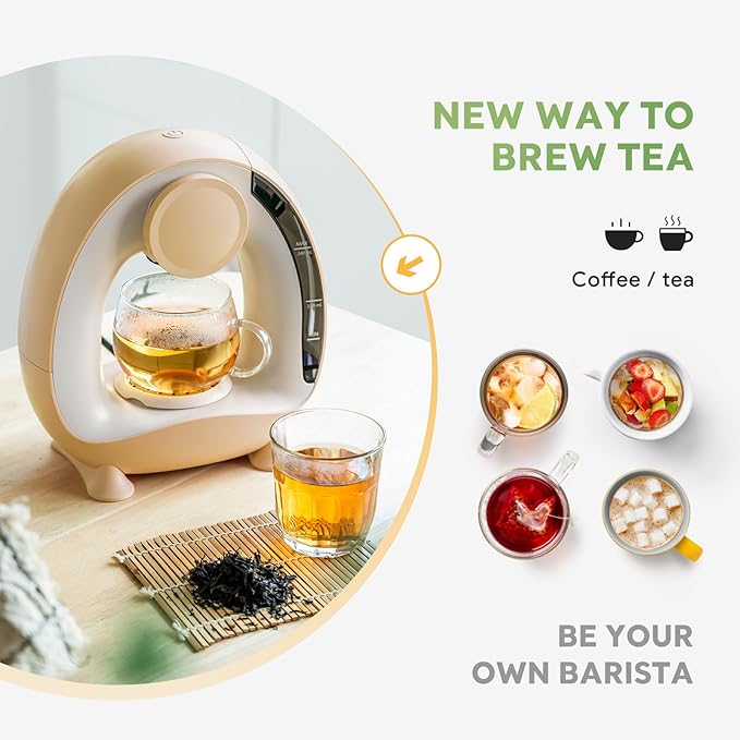 Pod and Grounds Single-Serve Coffee Maker, 2 in 1 One Cup Coffee Machine Compatible with K-Cup Pod & Coffee Grounds/Tea, Compact Design, 4-8oz, Champagne Color