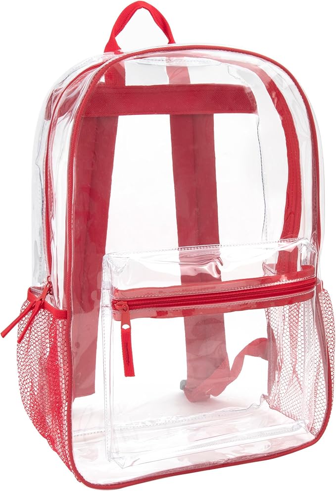 Trail maker Clear Backpack Heavy Duty with Padded Straps, Side Pockets for Kids, Boys, Girls, School, Stadium Approved Events