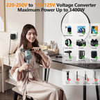 220V to 110V 20W PD Voltage Converter US to Europe International Universal Travel Adapter with 2 USB A 2 Type-C Port Worldwide Power Converters Plug Combo for Spain Italy (Black)-MB