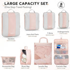 OlarHike 8 Set Compression Packing Cubes for Travel Gifts Mom Women,Luggage Clothes Organizer for Travelers,Airplane/Cruise/Car/Train Travel Essentials,Compressible Expandable Saver Space Bags(Beige)