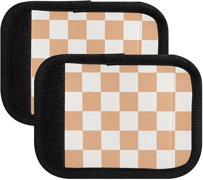 4 PC Luggage Handle Wrap Luggage Handle Covers Tags for Suitcase Bags Travel Luggage Handle Identifier Gripper Checkered Orange and White