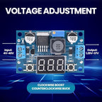 LM2596 Adjustable DC-DC Step-Down Buck Converter Module with LED Voltmeter Display, Voltage Regulator 4.0-40V Input to 1.25-37V Output Power Supply Module (Pack of 2)