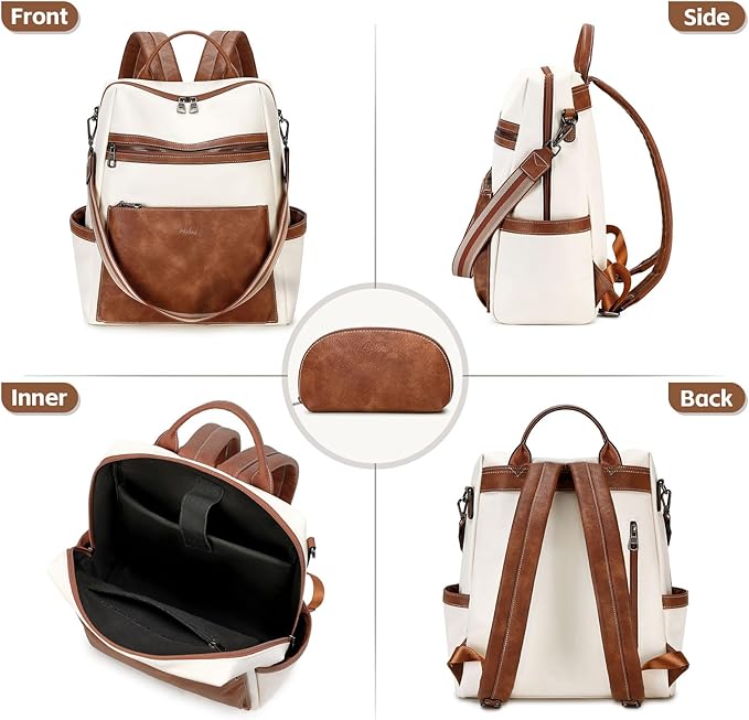AGLOD Vegan Leather Laptop Backpack for Women 15.6 Inch Work Backpack Purse for Travel College
