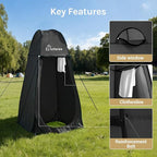 Wolfwise Pop Up Shower Tent for Camping, Portable Instant Changing Tent with Ventilation Window & Carry Bag, Privacy Bathroom Toilet for Beach & Outdoor, Standard, Dark Black