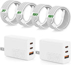 65W Super Fast Charger Type C for Samsung,3 Port 100W Quick Charging 3.0 USB C Block & 3/6/10/10FT Braided Type C Cord for Samsung Galaxy S26 Ultra/S26/S25 Ultra/iPhone 17 Pro/MacBook Pro/Air-White