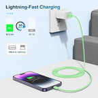 3 Pack Apple MFi Certified Charger Cable 10 Ft, Lightning to USB Cable Cord 10 Foot, 2.4A Fast Charging,Apple Phone 10 Feet Long Chargers for iPhone 14/13/12/11/X/XS/XR/SE/8/7 Plus Pro Max Mini Green