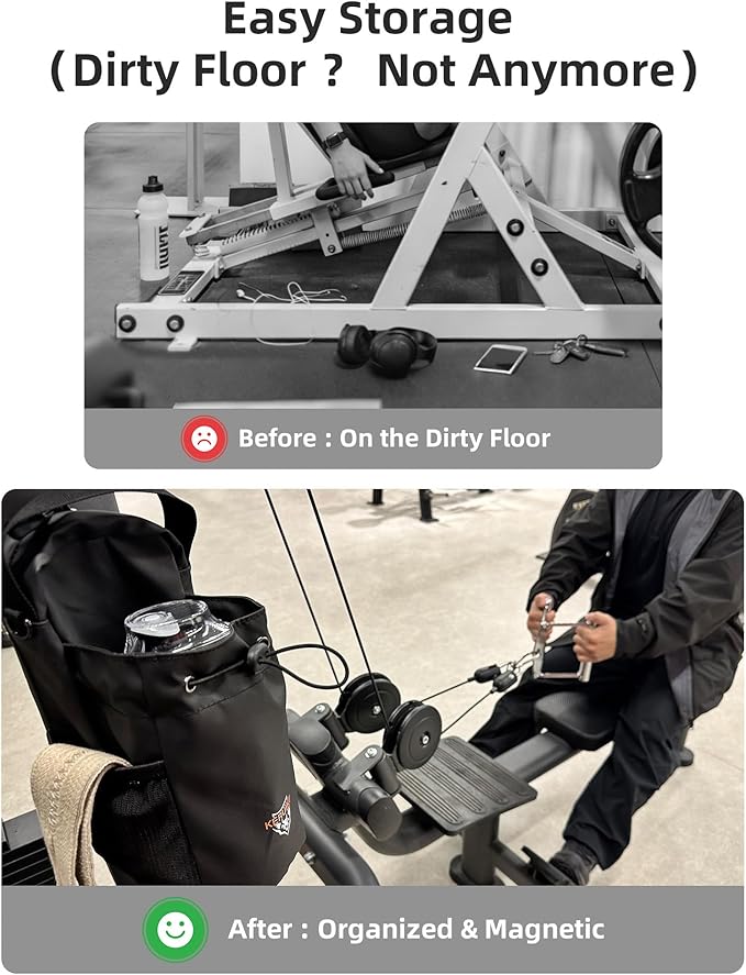 Magnetic Gym Bag for Men Women Magnetic Gym Water Bottle Bag with Phone Pocket & Crossbody Strap Water Bottle Holder for Gym & 5 N52 Strong Magnets for Sports, Travel, Fitness, Gifts