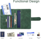 Personalized H Passport Holder Cover Initial Letter Travel Wallet RFID Blocking Passport Cover Credit Card Holder Case Passport Book Holders for Women and Men, Pine Green-H