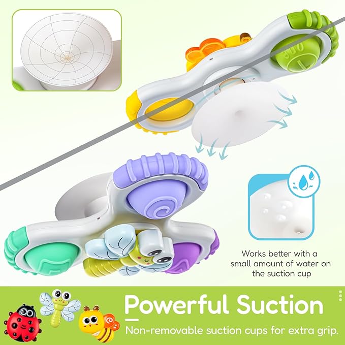 ALASOU 3PCS Pop Suction Cup Spinner Sensory Airplane Travel Toys for 1 Year Old Boy Girl Infant Toddlers|Novelty Spinning Tops 12 18 Months|1 2 Year Old Boy Birthday Gift|Baby Bath Toy Kids Ages 1-3