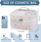 Gosect Large Makeup Bag, Cute Cosmetic Bag for Women Girls, Floral Coquette Aesthetic Toiletry Bag, Travel Make Up Organizer Bag (Ethnic style)