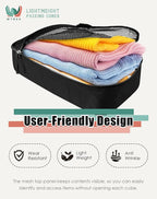 WTREE 4-Piece Packing Cubes Travel Accessories Set for Suitcases - Luggage Organizer Bags with Double Zipper - Mesh Top - Large - Black