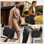 RAINSMORE Messenger Bag for Men 15.6-17.3 Inch Laptop Bag Water-resistant Canvas Briefcase Computer Satchel for Work College