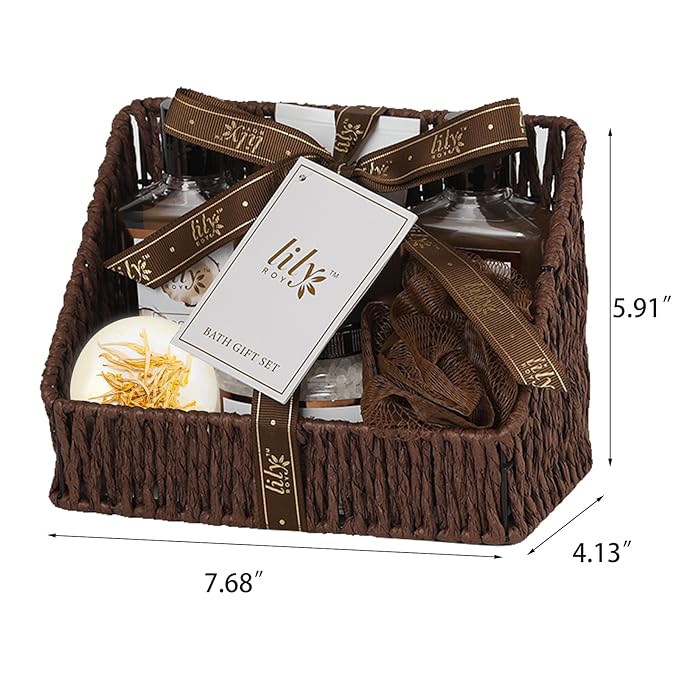 Gifts for Women and Men, Mothers Day Gift Basket for Mom, Bath and Body Gift Basket Set - 7Pcs Coconut Vanilla Spa Gift Basket Set | Christmas, Birthday, Gifts for Mom, Gift for Mom and Dad