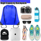 Grneric 60 Pieces Drawstring Backpack Bulk Cinch Sackpack Ployster Drawstring Bags for Gym Party Trip(Navy Blue)