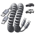 LISEN USB A to USB C Cable, Durable Short USB to C Cable 2 Pack for Android Auto & CarPlay, Coiled USB C Cable Type C Retractable Car Charger Cord for iPhone 17/16/15 Samsung Galaxy S25/S24, Gray 4FT