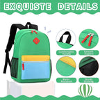 Backpack Set for Girls Boy Kids Backpack with Lunch Box for Elementary Primary Kindergarten School Bag (Green Blue Set, Large)