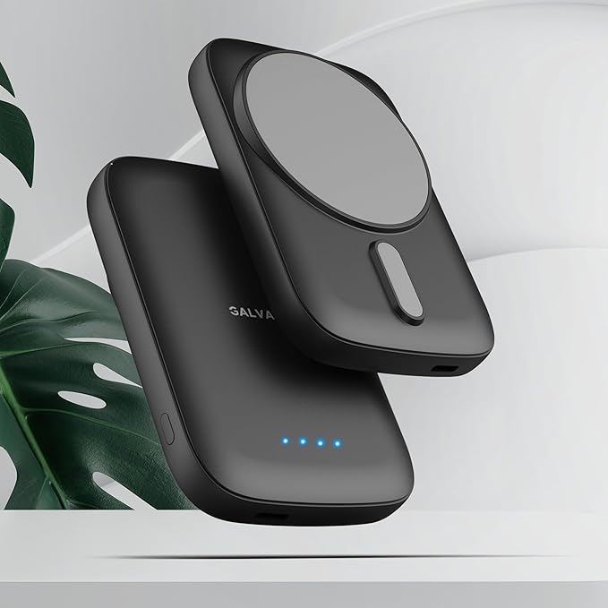 GALVANOX Magnetic Power Bank for Samsung Phones (15W) Wireless Charging Battery Pack for Android, Galaxy S24 S25 Plus, Ultra (Compatible with MagSafe Case Required) 5000mAh Portable Charger, Black