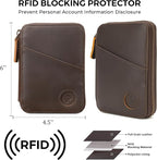Polare Leather Pilot Wallet Passport Holder RFID Blocking Tri-fold Travel Cover Document Organizer for Aviation Professionals (Dark Brown(YKK Zipper with AirTag Slot))