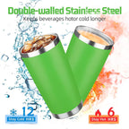 20 oz Tumbler with Lids and Straws, Stainless Steel Insulated Travel Coffee Mug, Double Wall Vacuum Insulated Tumblers, Powder Coated Coffee Tumbler for Cold & Hot Drinks (Mix Color-2, 4 Pack)