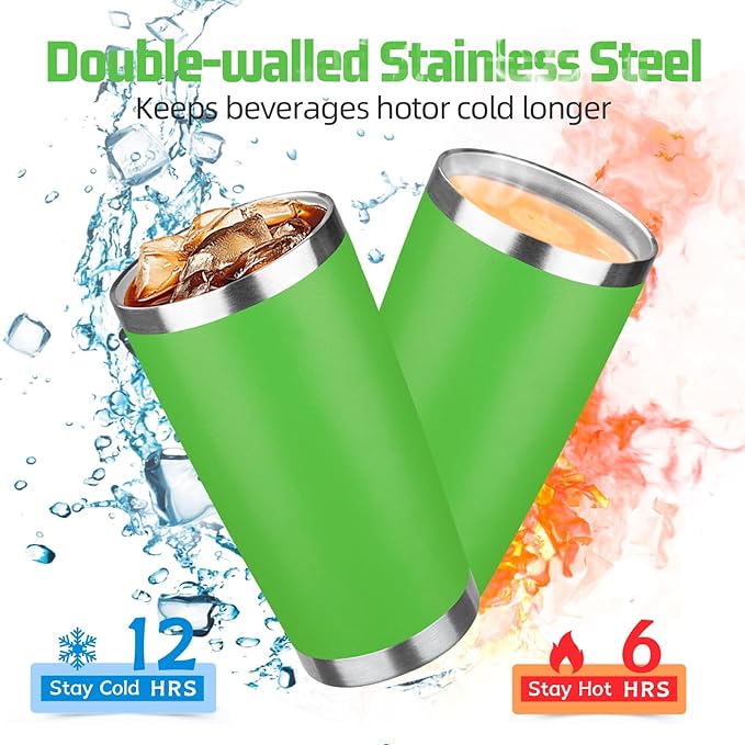 20 oz Tumbler with Lids and Straws, Stainless Steel Insulated Travel Coffee Mug, Double Wall Vacuum Insulated Tumblers, Powder Coated Coffee Tumbler for Cold & Hot Drinks (Mix Color-2, 4 Pack)