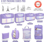 Veken 8 Set Packing Cubes for Travel Essentials, Suitcase Organizer Bags in 4 Sizes, Carry-On Luggage Accessories with Large Laundry & Hanging Toiletry Bag, Must-Have for Airplane, Road Trip & Camping
