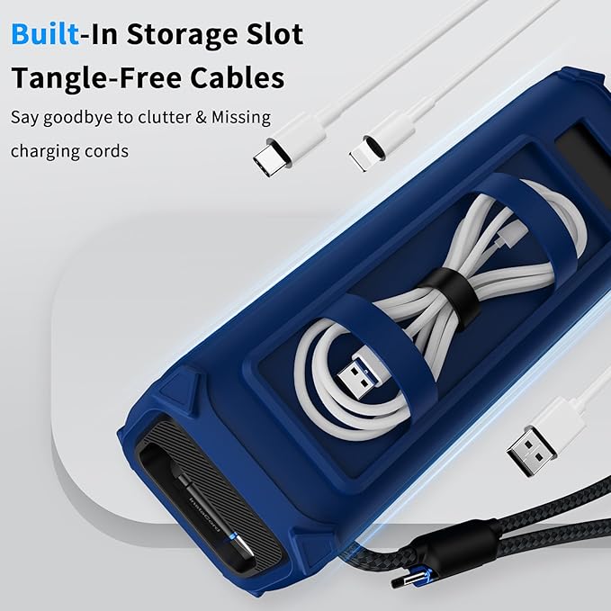 YWXTW Silicone Case for Anker Laptop Power Bank (25,000mAh/165W) - Shockproof Drop-Resistant, Built-in Cable Storage | Non-Slip Grip, Hidden Dust Plug Protective Cover for Anker Power Bank 165w