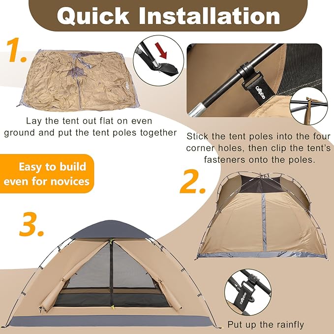 Camping Tent, 1/2 Person Tent, Lightweight Waterproof Backpacking Tent, 5-Minute Setup Outdoor Tent with Carry Bag, Ideal for Camping Hiking