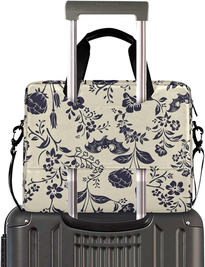 Goth Bat Flower Laptop Case 15.6 inch Computer Bag Waterproof Laptop Briefcase Laptop Bag for Women & Men
