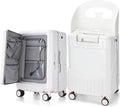 20'' Ride on Luggage Kids Rolling Suitcase with Seat & Aluminum Frame Back to School Gift for Student Travel(White)