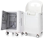 20'' Ride on Luggage Kids Rolling Suitcase with Seat & Aluminum Frame Back to School Gift for Student Travel(White)
