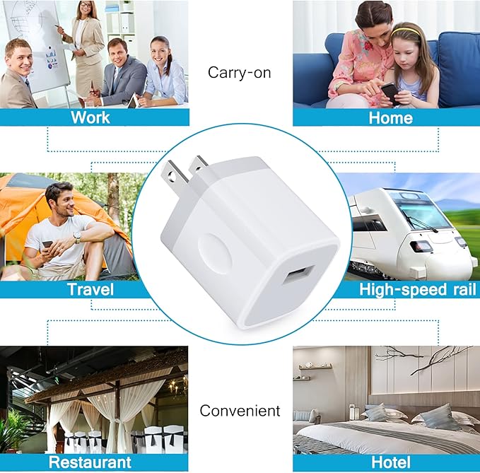 USB Plug Wall Adapter for iPhone,1A/5V Single Port Phone Wall Charger Block Charging Cube Box Brick 3 Pack for iPhone 17e/15 Pro Max/14/13/12/11,Samsung Galaxy S24/S23/S22/S21/S20/S26,Google Pixel 10a