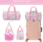 Gym Travel Duffle Bag for Girls - Gymnastics Sports Dance Bag with Shoe Compartment & Wet Pocket Starry Sky Kids Travel Bag Teens Weekender Sleepover Carry On Bag