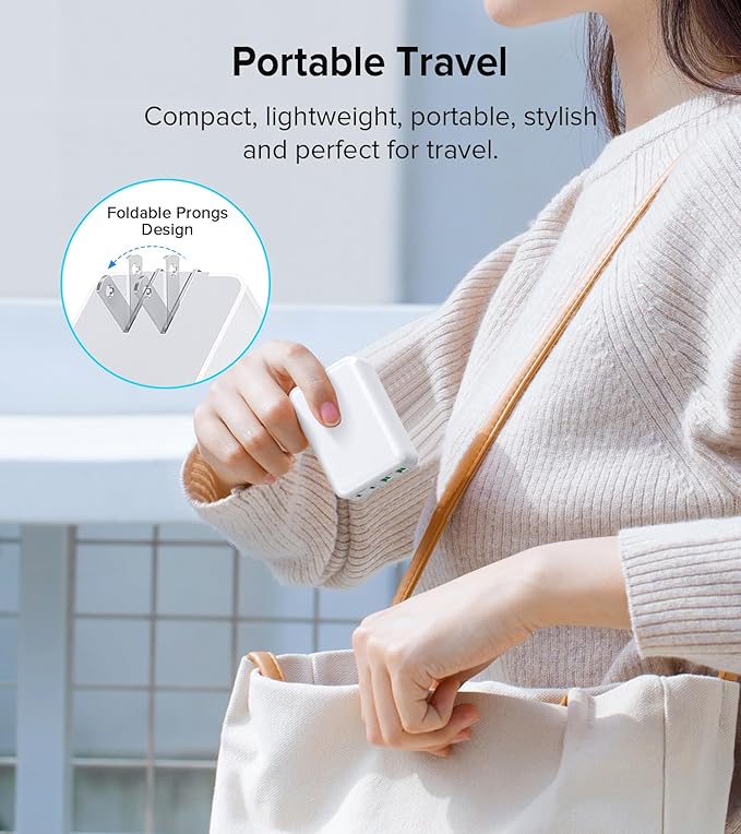 2Pack Flat USB C Wall Charger,40W 4Ports Foldable & Slim Fast Charging Block,Type C Cube Box Multiport Power Adapter Plug Brick Compatible with iPhone 17/16/15/14,Samsung,Pixel, AirPods4,Watch10