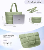 Puffer Tote Bag for Women, Lightweight Puffy Tote with Compartments, Shoulder Bag Crossbody Bags for Women Travel, Work, Gym