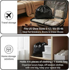 Q&J Fabric Co. 6 Pack Satin Dust Bags for Purses and Handbags - Purse Storage Organizer with Drawstring, Dustproof Travel Storage Pouches for Handbags, Shoes, Boots & Clothes (15.7"x19.7", Black)