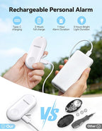 TECKNET Personal Safety Alarm, Rechargeable Personal Alarms for Women, 130dB Extra Loud Siren & Strobe Light Travel Safe Self Defense Alarm, Gift for Women, College Girls, Teenagers, Seniors(White)