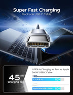 LISEN USB C to USB C Cable, 240W C to C Cable Fast Charging [3.3FT, 2 Pack] Type C Charger Fast Charging USBC to USBC Cable for iPhone 17 16 15 Pro Max iPad MacBook Neo Air Pro Samsung S26 S25 Ultra