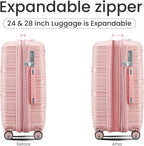 Hard Shell Luggage Sets 4 Piece with 360 Spinner Wheels,Lightweight Suitcase Set with TSA Lock,Travel Luggage Set with Telescoping Handle,Light and Strong,Easy to Clean (Pink 3)