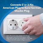 OREI American USA To European plug adapter – Type E/F schuko plug adapter - Use in Germany, France, & more - CE Certified – For Mobile, Laptop & Camera Chargers - 12 Pack