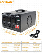 LVYUAN 5000 Watt Voltage Converter Transformer Heavy Duty Step Up Step Down AC 110V/120V/220V/240V Converter with Hard-Wiring