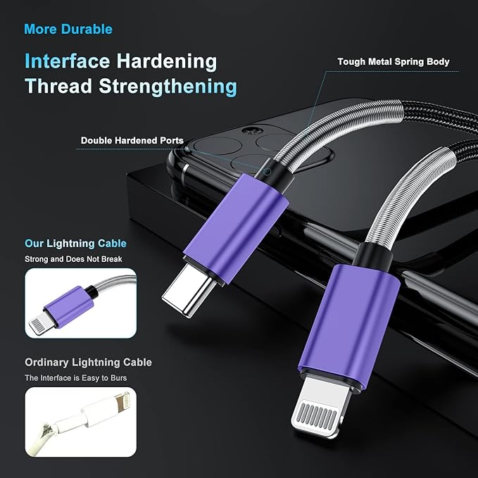 2Pack 10ft iPhone Fast Charger Cable, [Apple MFi Certified] Long USB C to Lightning Cable 10 Foot, High Fast 10 Feet Apple Charging Cord for Apple iPhone 14/14 Pro Max/13 Mini/12/11/XS/XR/8/7Plus,iPad