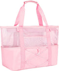 Fammart Mesh Beach Bag, Large Beach Tote with Zipper Pocket, Toys Pool Bag for Family Travel Vacation Cruise Essentials